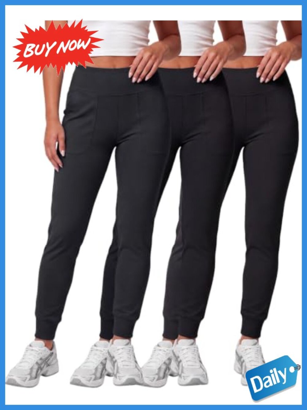 Women's Jogger Leggings High Waisted Yoga Pants with Pockets